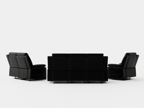 Munari Sofa Group 3 Seater 2 Seater Armchair Artificial Leather Black 3D 模型