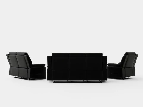 Munari Sofa Group 3 Seater 2 Seater Armchair Artificial Leather Black 3D Model