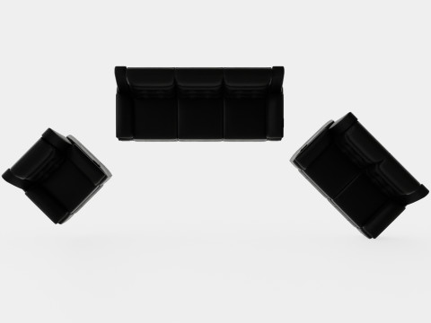 Munari Sofa Group 3 Seater 2 Seater Armchair Artificial Leather Black 3D 模型