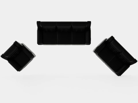 Munari Sofa Group 3 Seater 2 Seater Armchair Artificial Leather Black 3D Model