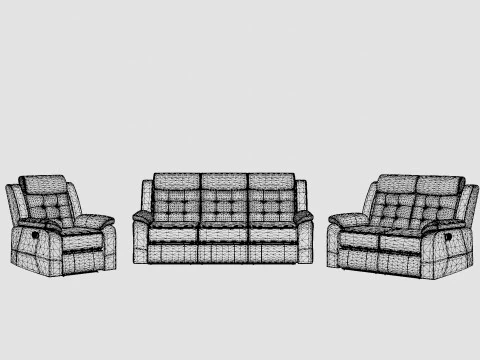 Munari Sofa Group 3 Seater 2 Seater Armchair Artificial Leather Black 3D Model