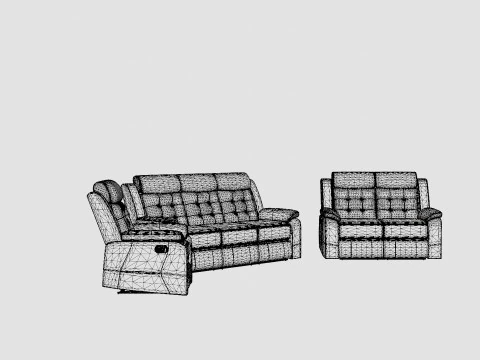 Munari Sofa Group 3 Seater 2 Seater Armchair Artificial Leather Black 3D Model