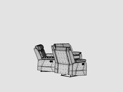 Munari Sofa Group 3 Seater 2 Seater Armchair Artificial Leather Black 3D Model