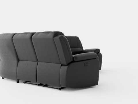 Norbo Recliner Corner Sofa Large Black 3Dモデル