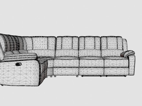 Norbo Recliner Corner Sofa Large Black 3Dモデル