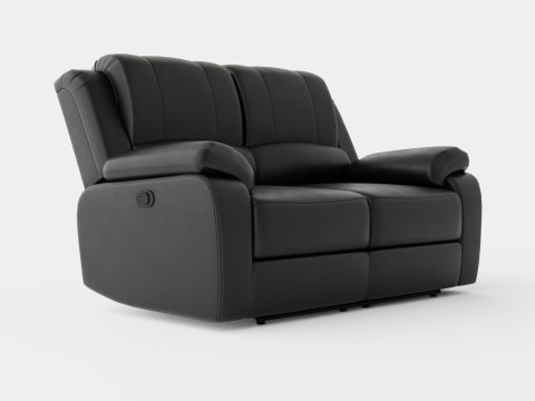 Norbo Recliner Sofa 2 Seater Artificial Leather Black 3D Model