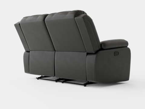 Norbo Recliner Sofa 2 Seater Artificial Leather Black 3D Model