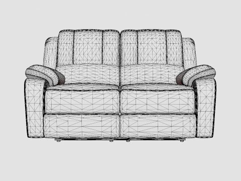 Norbo Recliner Sofa 2 Seater Artificial Leather Black 3D Model