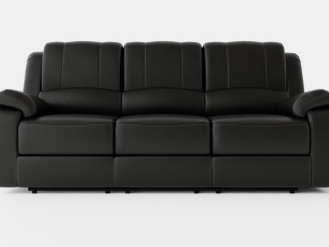 Norbo Recliner Sofa 3 Seater Artificial Leather Black 3D Модель