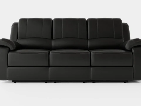Диван-реклайнер Norbo 3-местный из искусственной кожи, черный 3D Модель