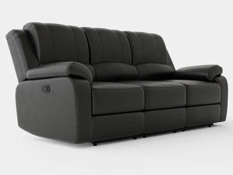 Norbo Recliner Sofa 3 Seater Artificial Leather Black 3D Model