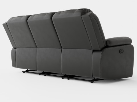 Norbo Recliner Sofa 3 Seater Artificial Leather Black 3D 모델
