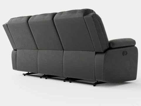 Norbo Recliner Sofa 3 Seater Artificial Leather Black 3D Model