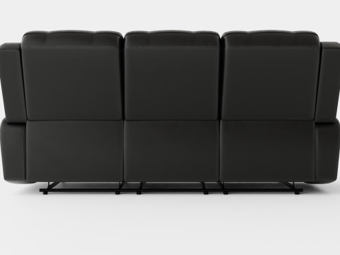 Norbo Recliner Sofa 3 Seater Artificial Leather Black 3D 모델