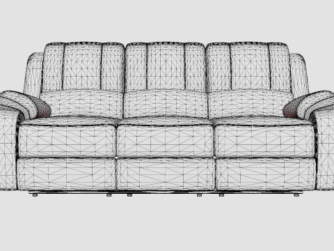 Norbo Recliner Sofa 3 Seater Artificial Leather Black 3D 모델