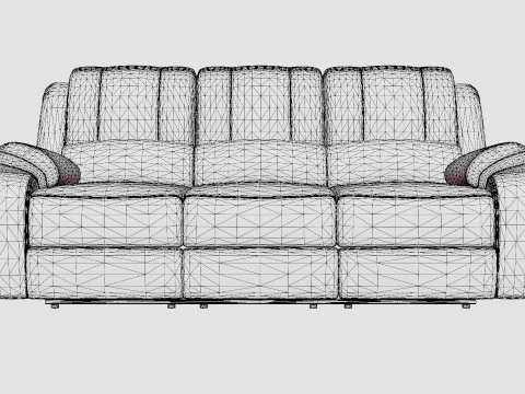Norbo Recliner Sofa 3 Seater Artificial Leather Black 3D Model