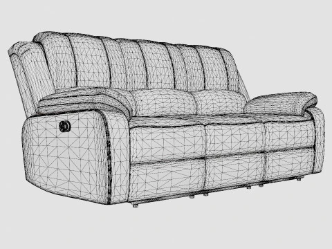 Norbo Recliner Sofa 3 Seater Artificial Leather Black 3D Model