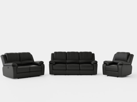 Norbo Sofa Group 3 Seater 2 Seater Armchair Artificial Leather Black 3D Model