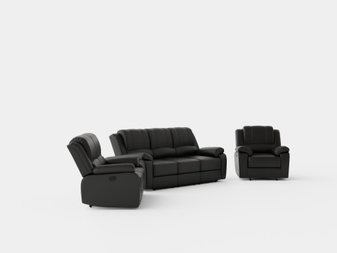 Norbo Sofa Group 3 Seater 2 Seater Armchair Artificial Leather Black Modelo 3D