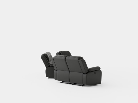 Norbo Sofa Group 3 Seater 2 Seater Armchair Artificial Leather Black Modelo 3D
