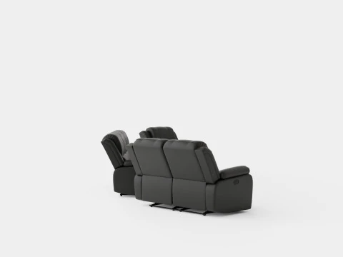 Norbo Sof&aacute; Group 3 Lugares Poltrona 2 Lugares Couro Artificial Preto Modelo 3D