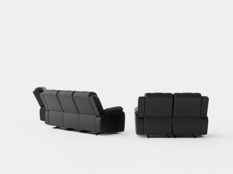 Norbo Sofa Group 3 Seater 2 Seater Armchair Artificial Leather Black Modelo 3D