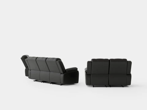Norbo Sof&aacute; Group 3 Lugares Poltrona 2 Lugares Couro Artificial Preto Modelo 3D