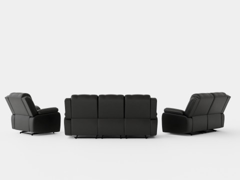 Norbo Sofa Group 3 Seater 2 Seater Armchair Artificial Leather Black Modelo 3D