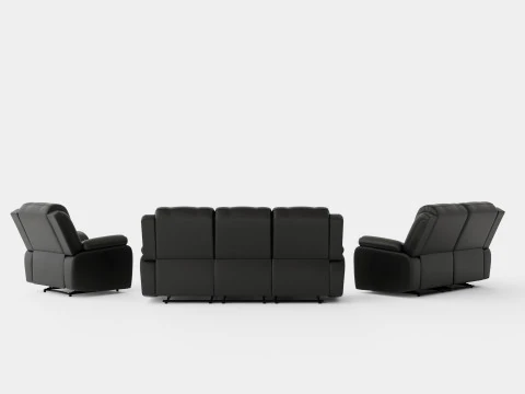 Norbo Sof&aacute; Group 3 Lugares Poltrona 2 Lugares Couro Artificial Preto Modelo 3D