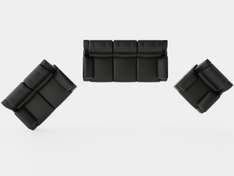 Norbo Sofa Group 3 Seater 2 Seater Armchair Artificial Leather Black Modelo 3D