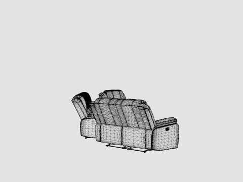 Norbo Sof&aacute; Group 3 Lugares Poltrona 2 Lugares Couro Artificial Preto Modelo 3D