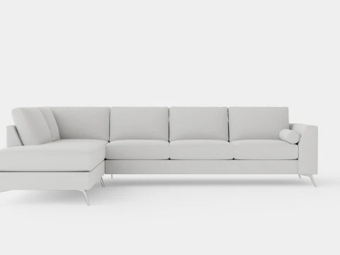 海洋豪华 4 座沙发，左侧配有躺椅 3D 模型