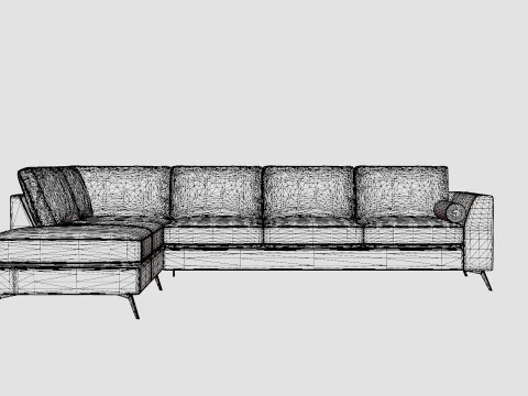 Ocean Luxury 4 Seater Sofa With Chaise Lounge Left 3D Model