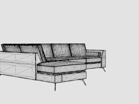 Ocean Luxury 4 Seater Sofa With Chaise Lounge Left 3D Model