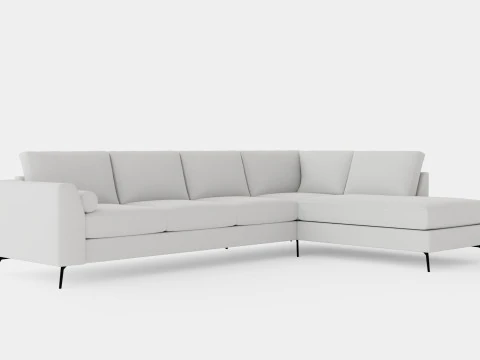 Ocean Luxe 4-zitsbank met chaise longue rechts 3D Model