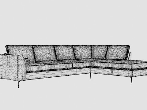 Ocean Luxury 4 Seater Sofa With Chaise Lounge Right Gray Model 3D