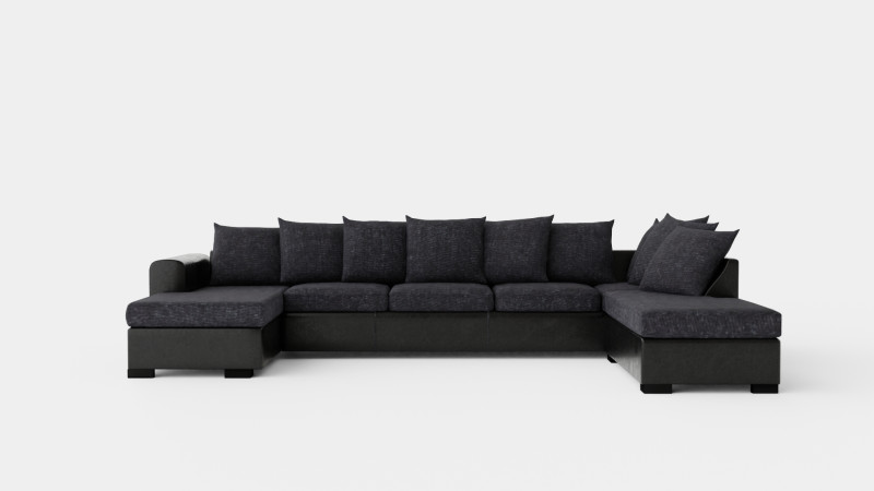 Ocean U Sofa Large With Divan Left Artificial Leather Gray Model 3D .c4d .max .obj .3ds .fbx .stl .blend