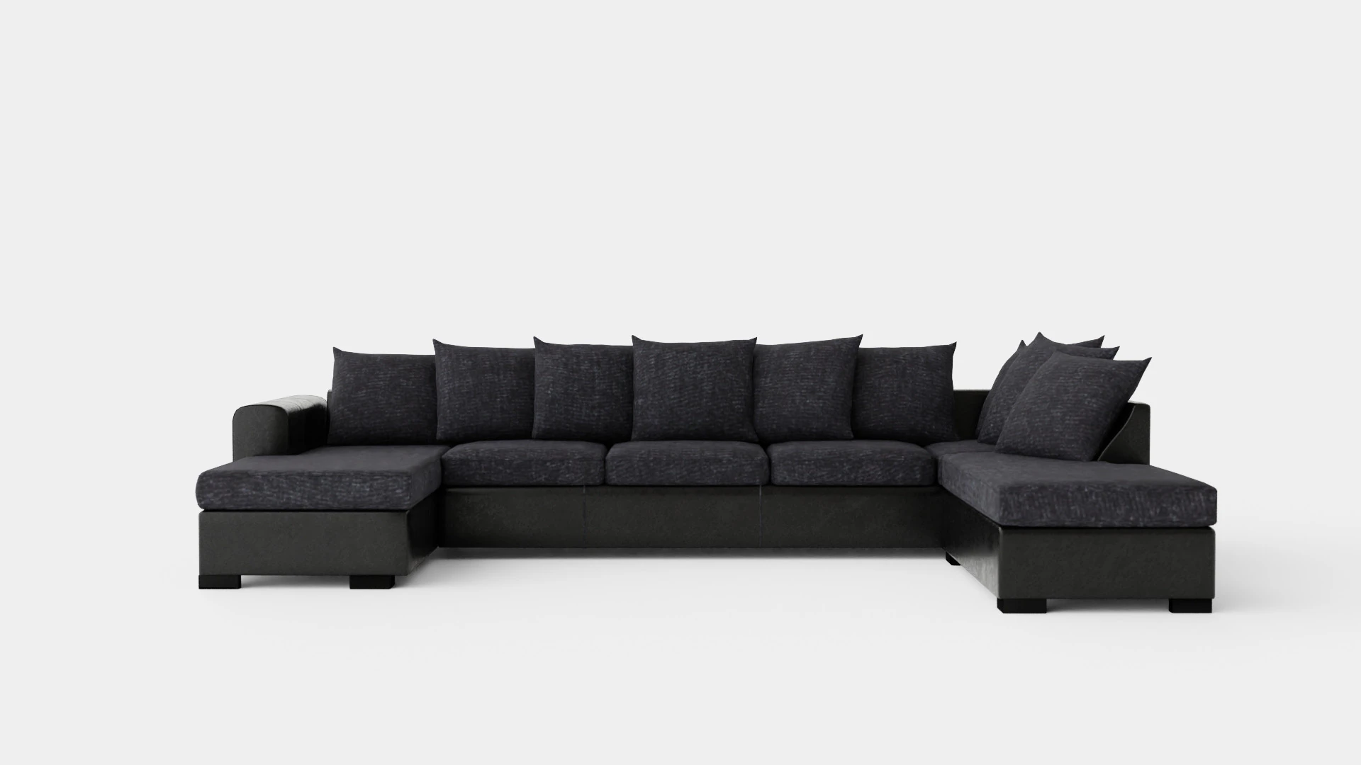Ocean U Sofa Large With Divan Left Artificial Leather Gray 3D Model .c4d .max .obj .3ds .fbx .stl .blend 