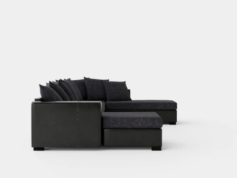 Ocean U Sofa Large With Divan Left Artificial Leather Gray 3D Model