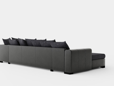 Ocean U Sofa Large With Divan Left Artificial Leather Gray Model 3D