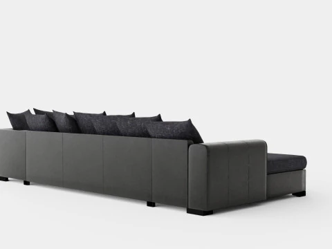 Ocean U Sofa Large With Divan Left Artificial Leather Gray 3D Model