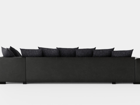 Ocean U Sofa Large With Divan Left Artificial Leather Gray Model 3D