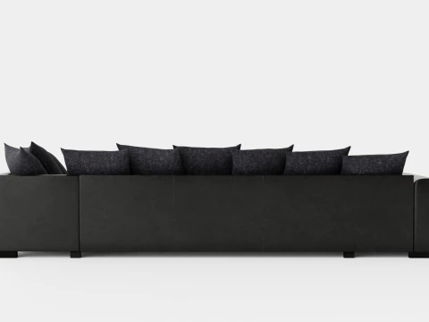 Ocean U Sofa Large With Divan Left Artificial Leather Gray 3D Model