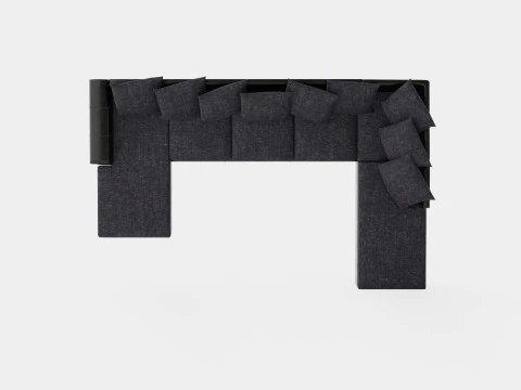 Ocean U Sofa Large With Divan Left Artificial Leather Gray 3D Model