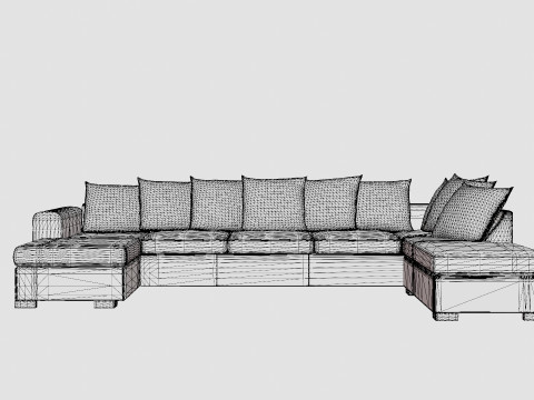 Ocean U Sofa Large With Divan Left Artificial Leather Gray Model 3D