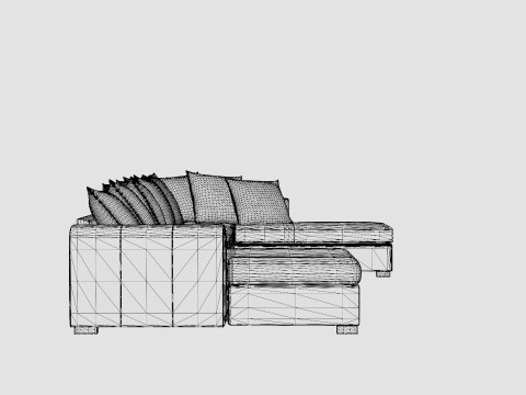 Ocean U Sofa Large With Divan Left Artificial Leather Gray Model 3D