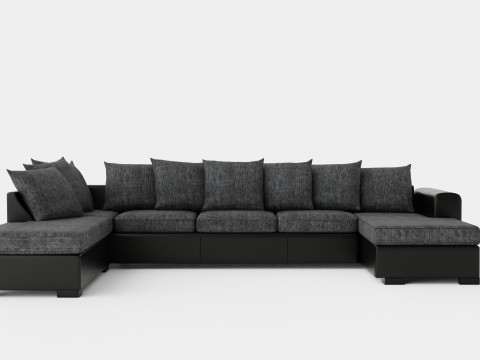 Ocean U Sofa Large With Divan Right Artificial Leather 3D 모델
