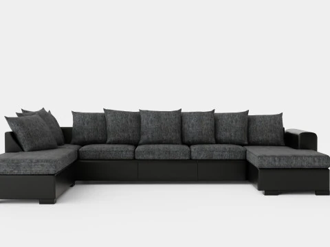 Ocean U Sofa Large With Divan Right Artificial Leather 3D Model