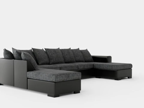 Ocean U Sofa Large With Divan Right Artificial Leather 3D Model