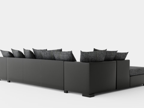 Ocean U Sofa Large With Divan Right Artificial Leather Modello 3D